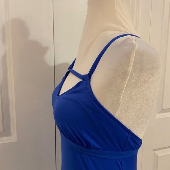 Athleta Colbalt Blue Keyhole Tankini Swim Top Shelf Bra XS - Picture 5 of 11